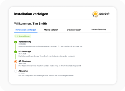 Kundenportal Statusverfolgung